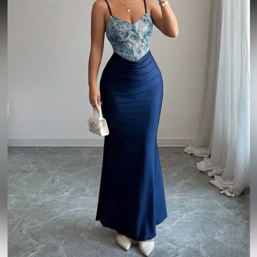 SHEIN Navy and Floral Maxi Dress